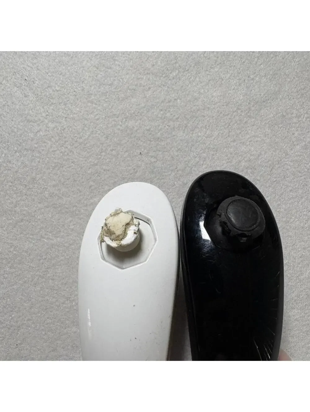 Nintendo Wii Nunchuck Controllers Black and White Lot of 2 Damaged For Parts